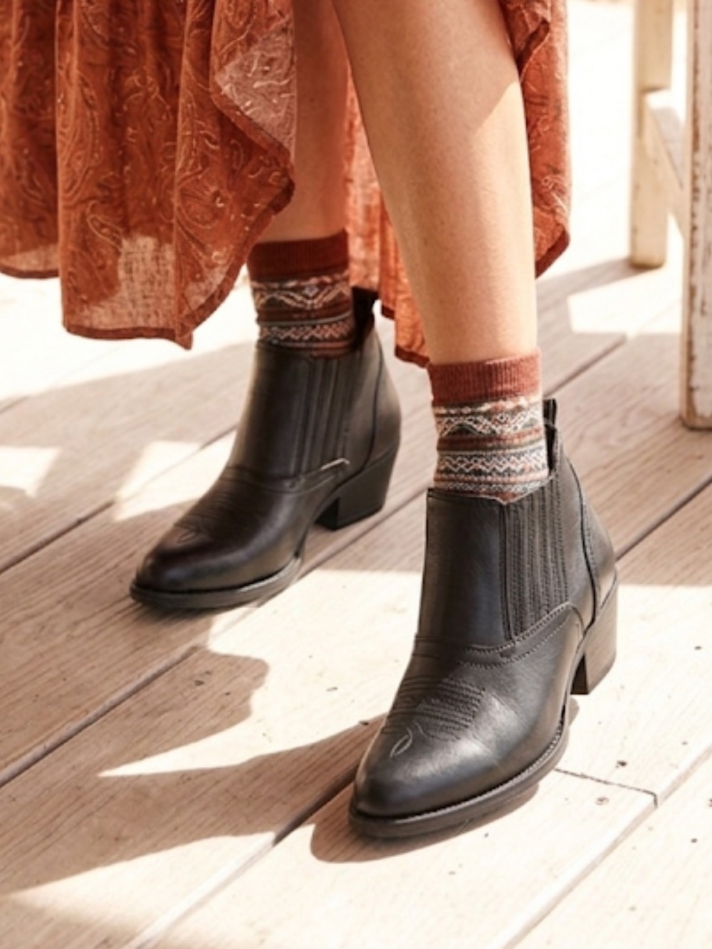 Dingo Leather Booties Western Boho Style Side Stretch Gusset Dingo Shoe Boot